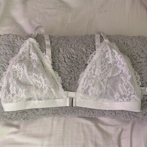 Front Clasp White Lace Bra
